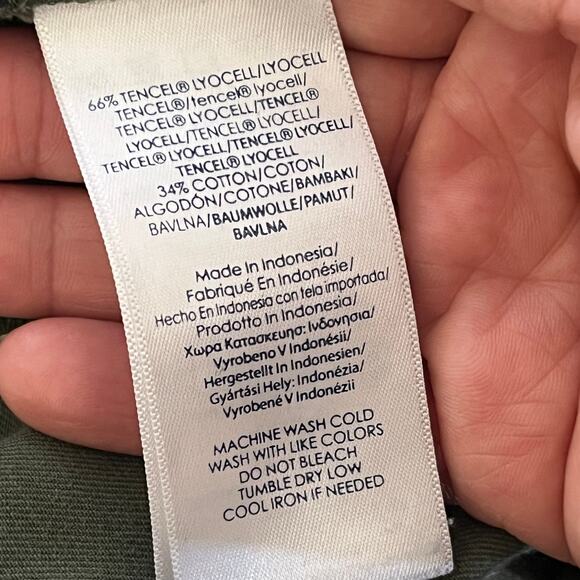 CHAPS Women's Green Wide Leg Zip Pants Tencel Cotton Size 8 Lightweight - Picture 4 of 6